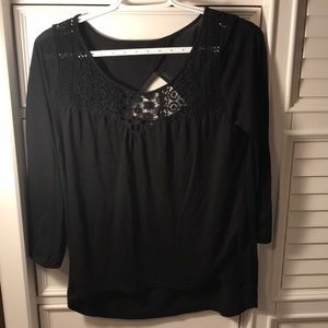 Long sleeve black American Eagle shirt.